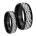 Celtic Knot Dome Black Tungsten Bridal Band Set