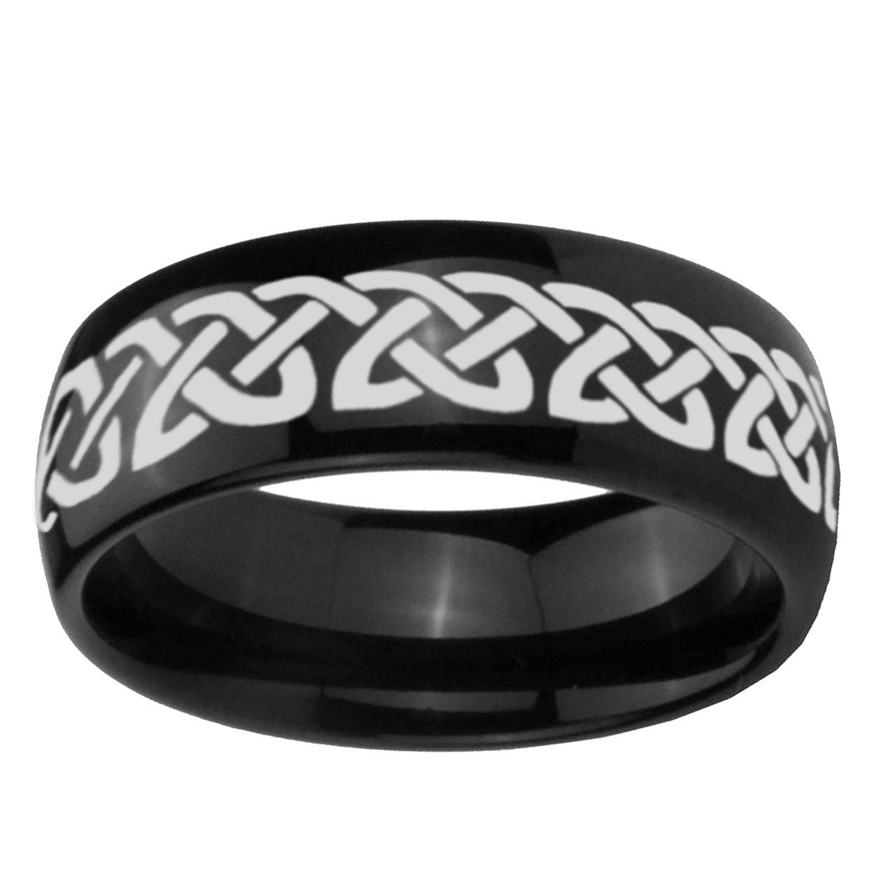 10mm Celtic Knot Love Dome Black Tungsten Ring