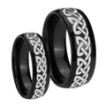 Celtic Knot Love Dome Black Tungsten Bridal Set Rings