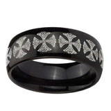8mm-Medieval-Cross-Dome-Black-Tungsten-Carbide-Mens-Anniversary-Ring