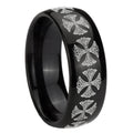 10mm Medieval Cross Dome Black Tungsten Carbide Mens Anniversary Ring
