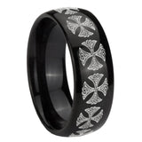 8mm Medieval Cross Dome Black Tungsten Carbide Mens Anniversary Ring