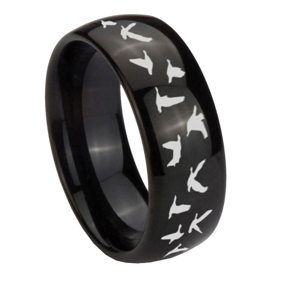 10mm-Flying-Geese-Hunting-Dome-Black-Tungsten-Carbide-Mens-Anniversary-Ring