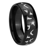 8mm Flying Geese Hunting Dome Black Tungsten Carbide Mens Wedding Band
