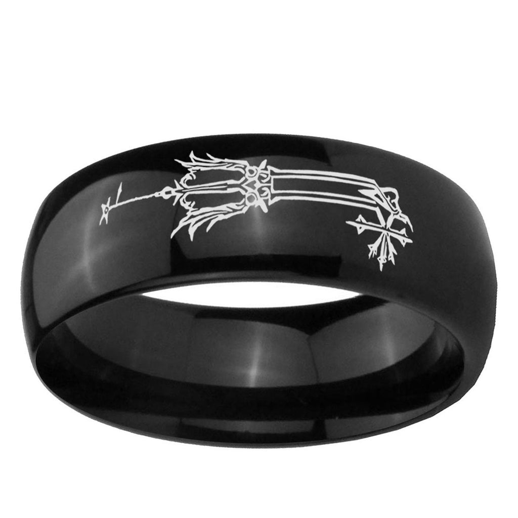 5mm Geekery Oathkeeper Kingdom Hearts Dome Polish Black Mens Engraved Ring
