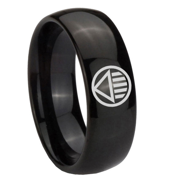 8mm Black Lantern Dome Polish Black Tungsten Mens Wedding Rings