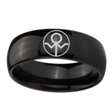 5, 8mm Gray Lantern Dome Polish Black Comfort Fit Wedding Bands