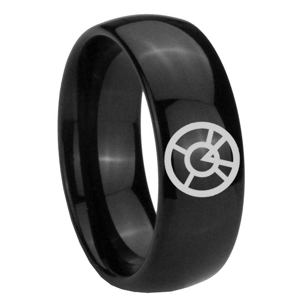 8mm Orange lantern Dome Polish Black Mens Engraved Ring