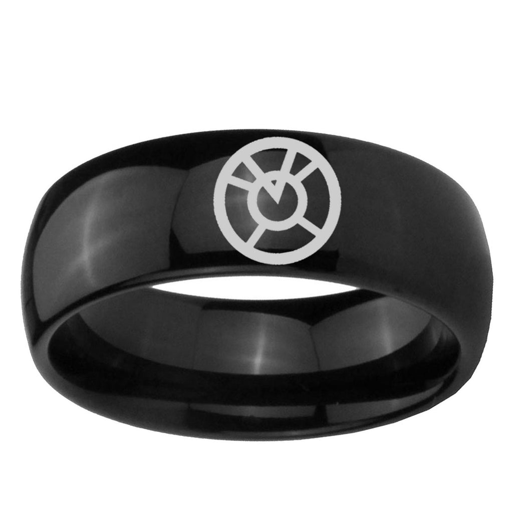 5mm Orange lantern Dome Polish Black Mens Engraved Ring