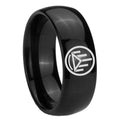 8mm Silver Lantern Dome Polish Black Mens Engraved Ring
