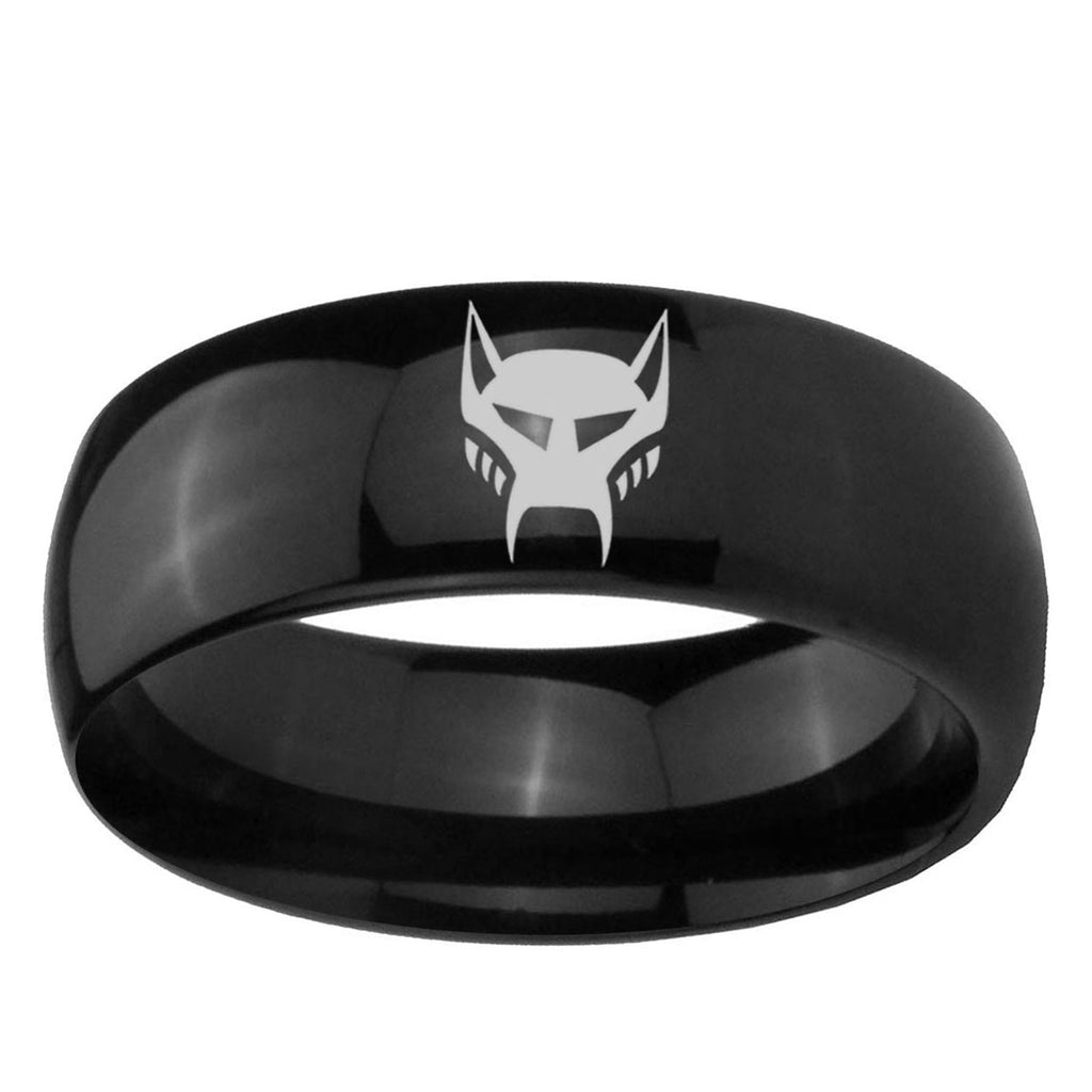 5mm Transformers Maximal Dome Polish Black Mens Engraved Ring