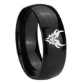 8mm Transformers Shatterback Dome Polish Black Mens Engraved Ring