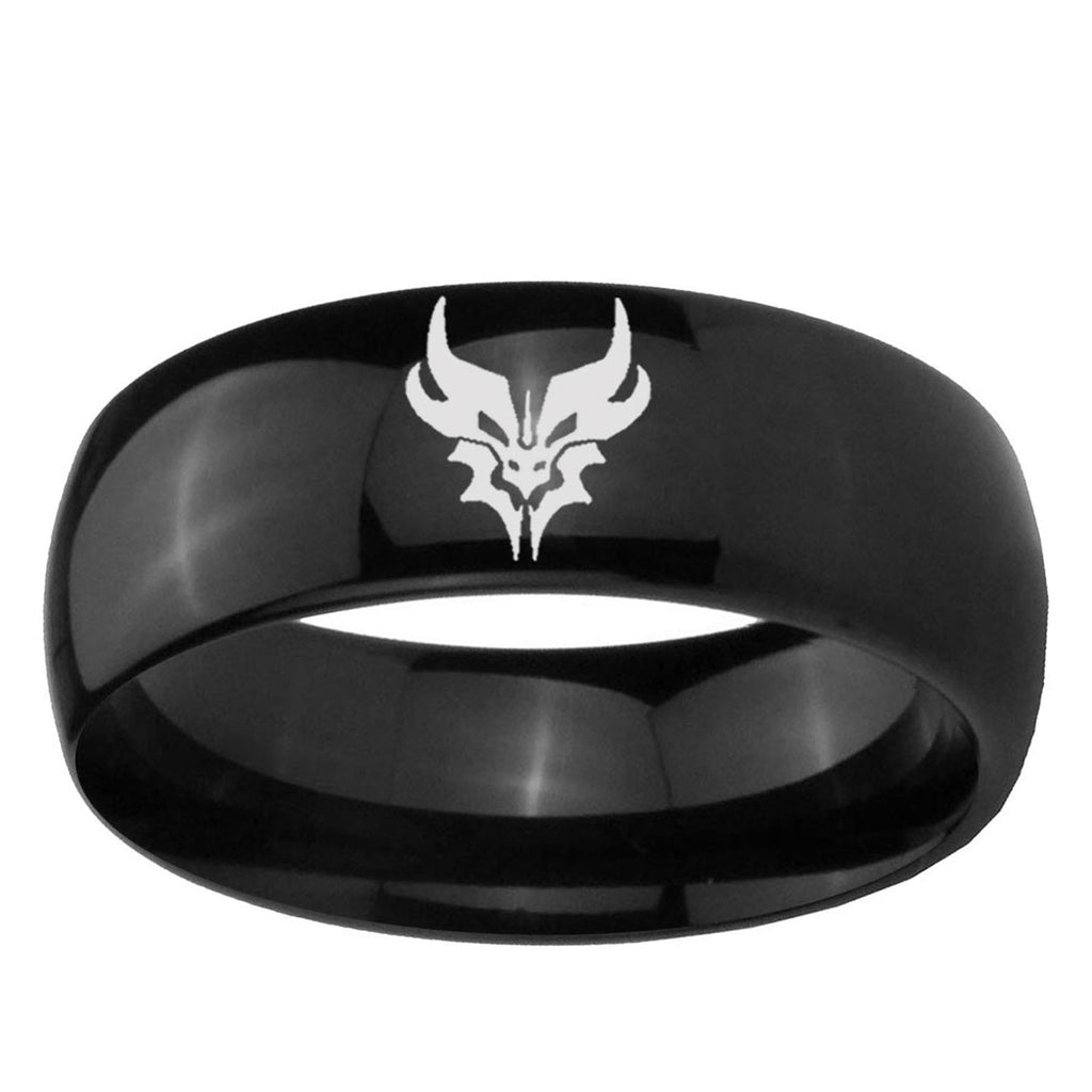 5mm Transformers Shatterback Dome Polish Black Mens Engraved Ring