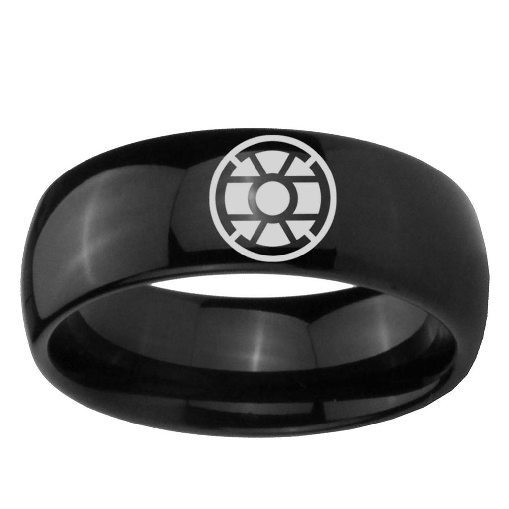 5mm Gold Lantern Dome Polish Black Mens Engraved Ring