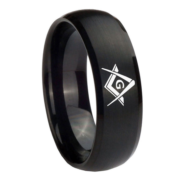 8mm-Freemason-Masonic-Dome-Brush-Black-Tungsten-Carbide-Engagement-Ring