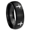 10mm Crosses Dome Brush Black Tungsten Carbide Men's Wedding Band