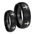 Crosses Dome Brush Black Tungsten Couple Rings
