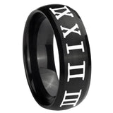 10mm Roman Numeral Dome Brush Black Tungsten Carbide Men's Band Ring