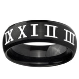 5, 8mm Roman Numeral Dome Brush Black Tungsten Ring
