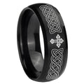 10mm Celtic Cross Dome Brush Black Tungsten Carbide Mens Wedding Ring