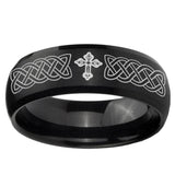 5, 8mm Celtic Cross Dome Brush Black Tungsten Ring