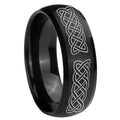 10mm Celtic Knot Dome Brush Black Tungsten Carbide Mens Engagement Band