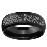 5, 8mm Celtic Knot Dome Brush Black Tungsten Carbide Custom Ring for Men