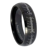8mm Lord Of The Rings Dome Matte Black Mens Wedding Bands Silver