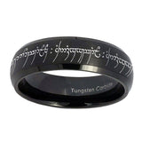 5, 8mm Lord Of The Rings Dome Matte Black Mens Wedding Bands Silver