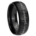 8MM Lord Of The Ring Dome Matte Black Mens Wedding Bands Silver