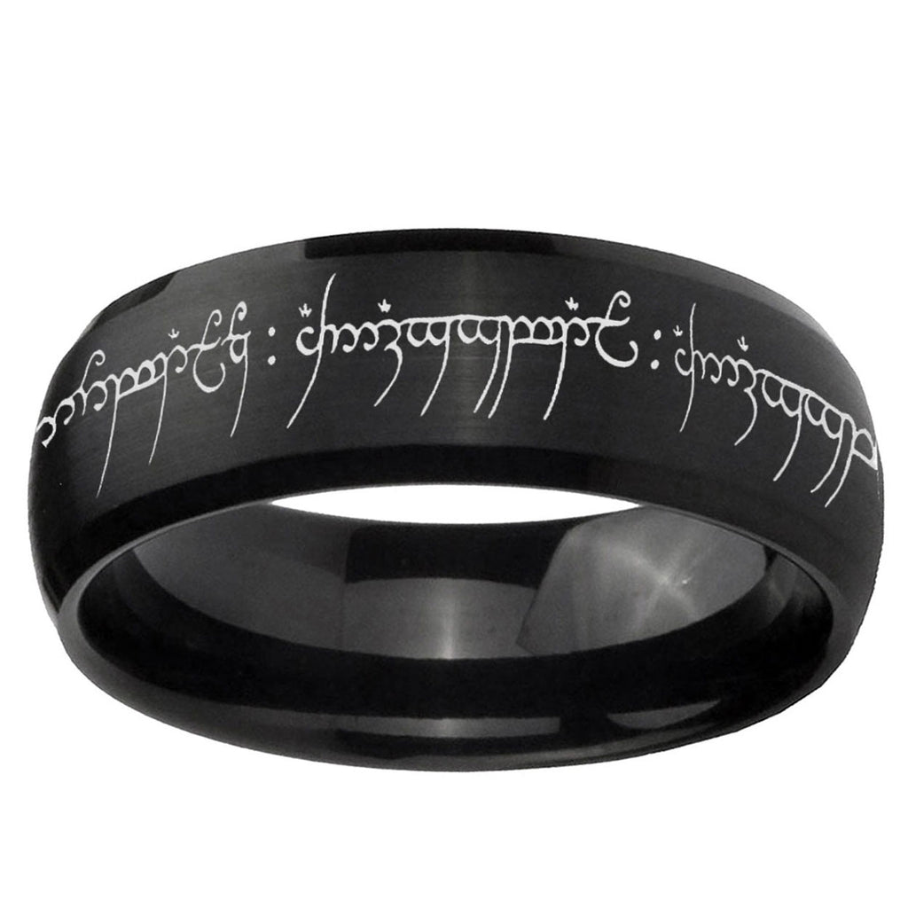 5MMLord Of The Ring Dome Matte Black Mens Wedding Bands Silver