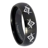 10mm-Master-Mason-Masonic--Dome-Brush-Black-Tungsten-Carbide-Promise-Ring