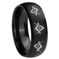 10mm Master Mason Masonic Dome Brush Black Tungsten Carbide Promise Ring