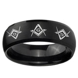 10mm Master Mason Masonic Dome Brush Black Tungsten Carbide Promise Ring