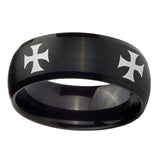 8mm-4-Maltese-Cross-Dome-Brush-Black-Tungsten-Carbide-Engagement-Ring
