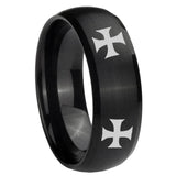 8mm 4 Maltese Cross Dome Brush Black Tungsten Carbide Engagement Ring