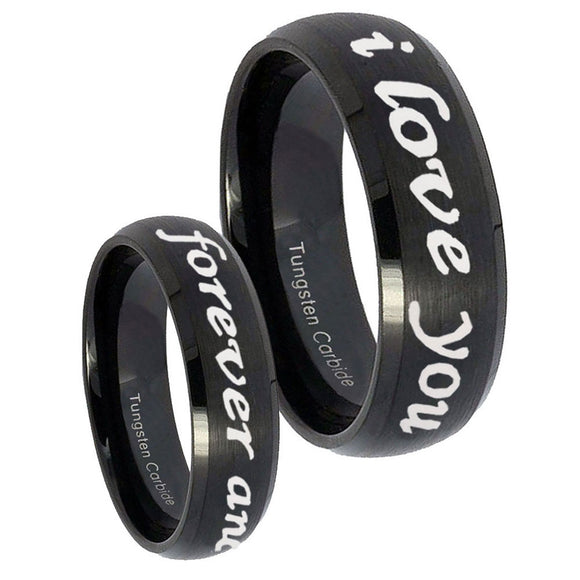 8mm-I-Love-You-Forever-and-ever-Dome-Brush-Black-Tungsten-Mens-Ring-Personalized