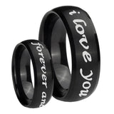 8mm I Love You Forever and ever Dome Brush Black Tungsten Mens Ring Personalized