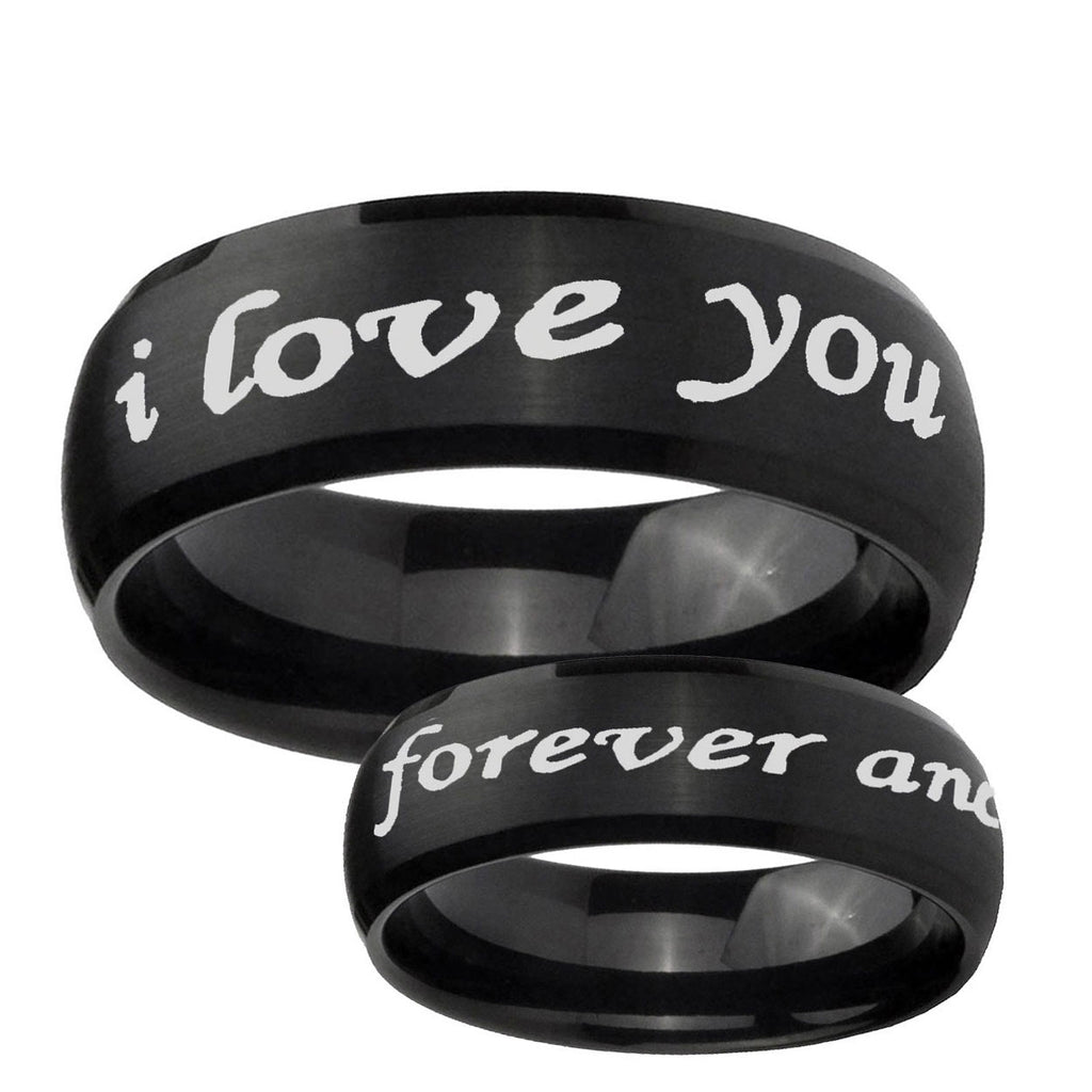 5MMI Love You Forever ever Dome Brush Black Tungsten Mens Ring 
