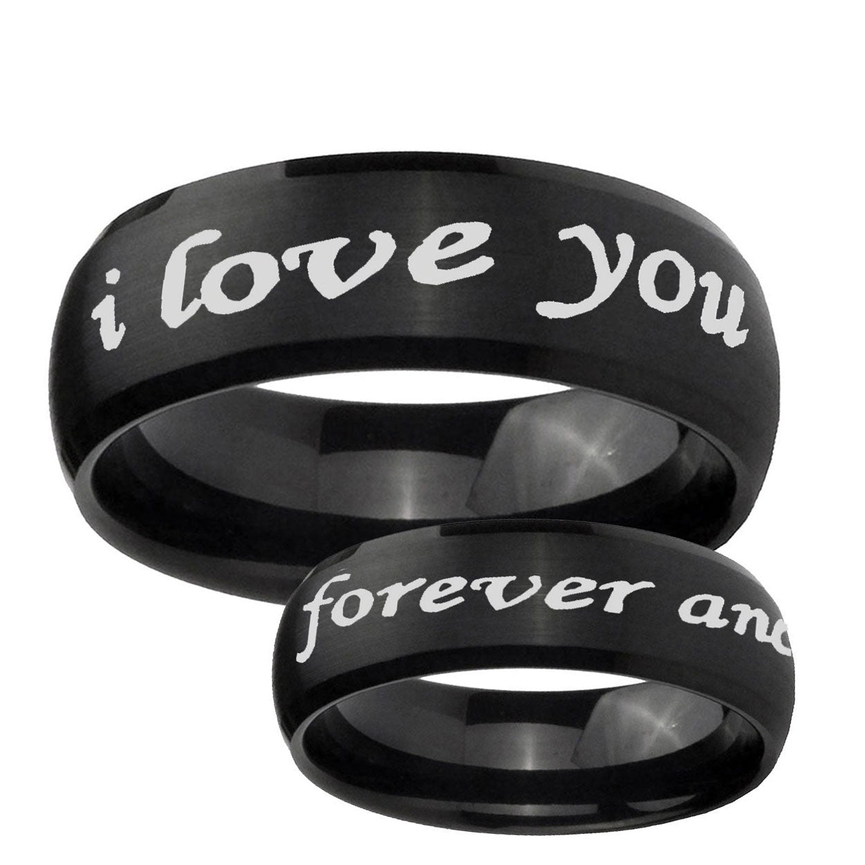 5MMI Love You Forever ever Dome Brush Black Tungsten Mens Ring 