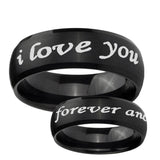 10mm I Love You Forever and ever Dome Brush Black Tungsten Rings for Men