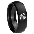 8MM Kanji Love Dome Brush Black Tungsten Wedding Bands Ring