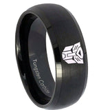 10mm-Transformers-Autobot-Dome-Brush-Black-Tungsten-Carbide-Men's-Bands-Ring