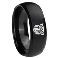 10mm Transformers Autobot Dome Brush Black Tungsten Carbide Men's Bands Ring