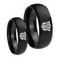 Transformers Autobot Dome Brush Black Tungsten Promise Ring Set