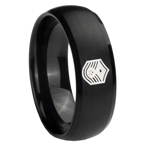 10mm Chief Master Sergeant Vector Dome Brush Black Tungsten Carbide Bands Ring