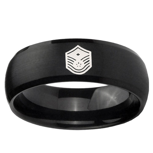 10mm Chief Master Sergeant Vector Dome Brush Black Tungsten Ring