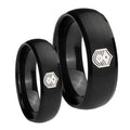 Chief Master Sergeant Vector Dome Brush Black Tungsten Wedding Ring Set