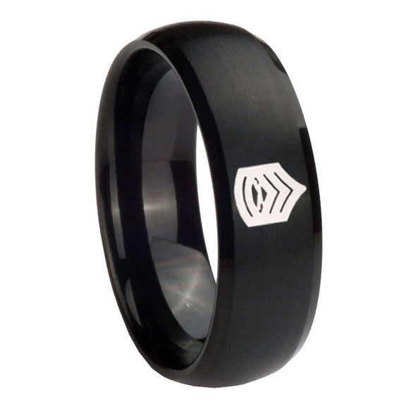 10mm-Army-Sergeant-Major-Dome-Brush-Black-Tungsten-Carbide-Mens-Wedding-Ring
