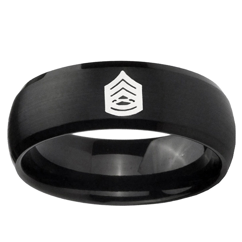 10mm Army Sergeant Major Dome Brush Black Tungsten Ring